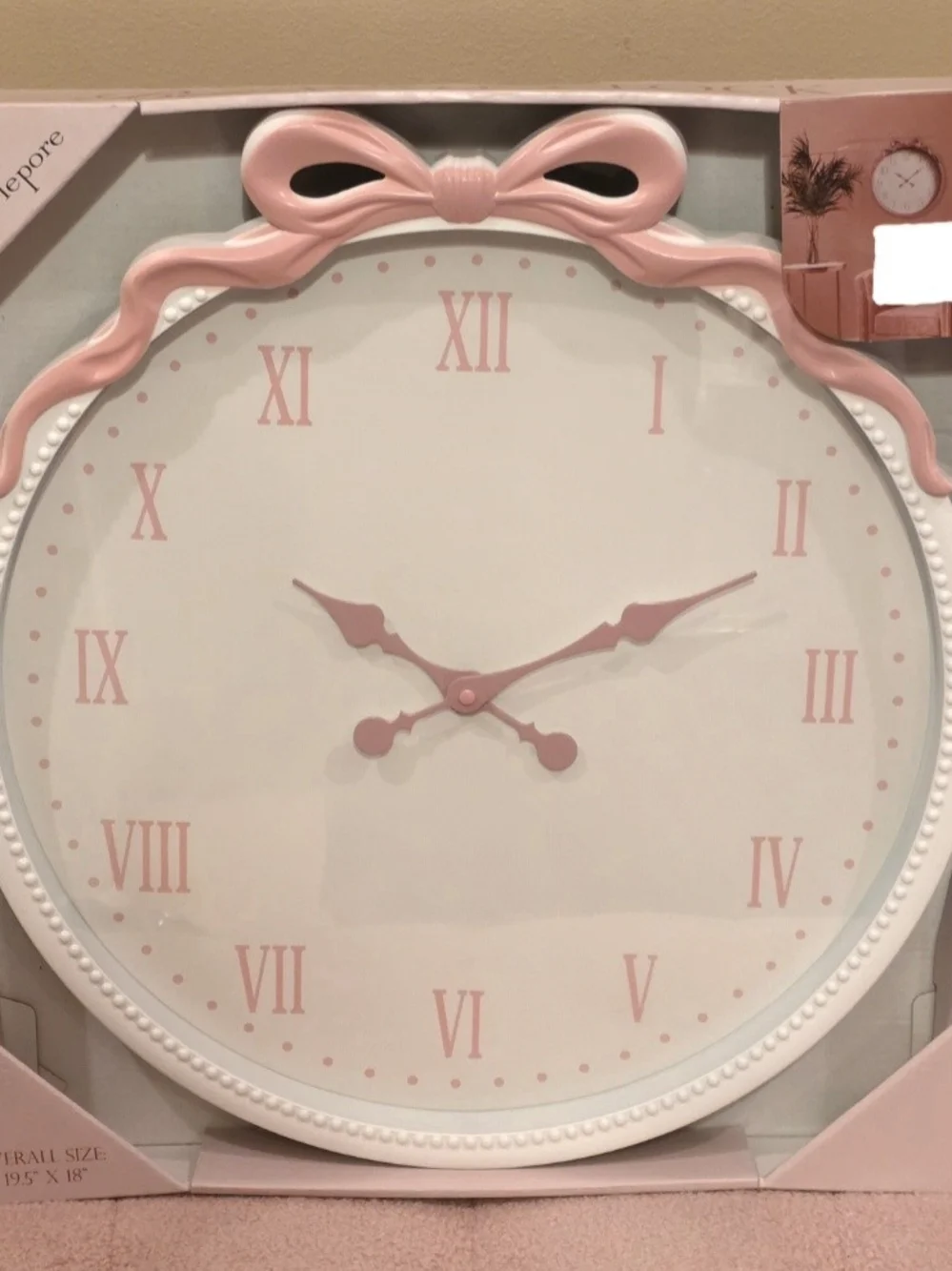 Pink Bow Wall Clock - Home Wall Decor